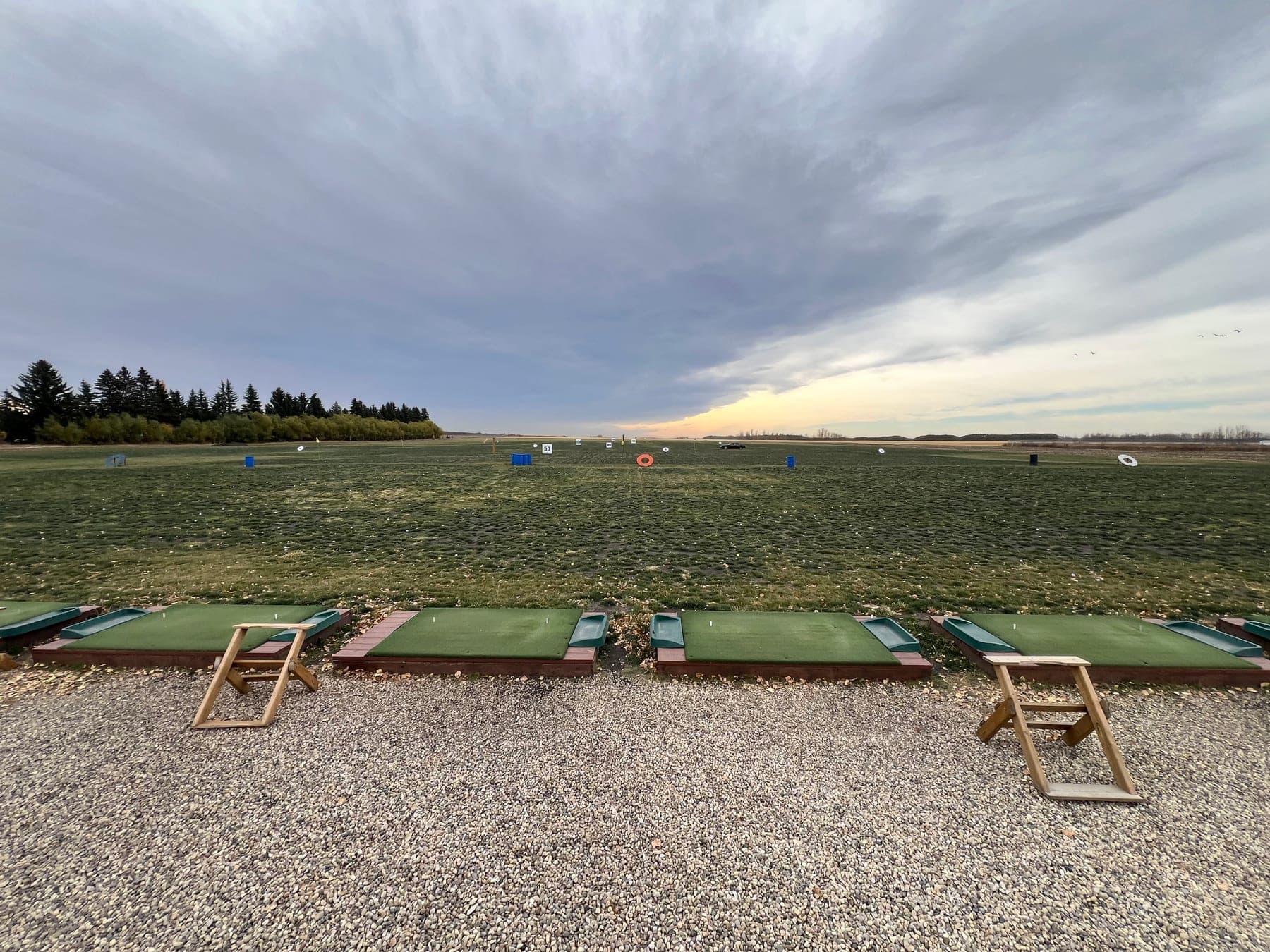 Elevated hitting bays at Big Moose Driving Range