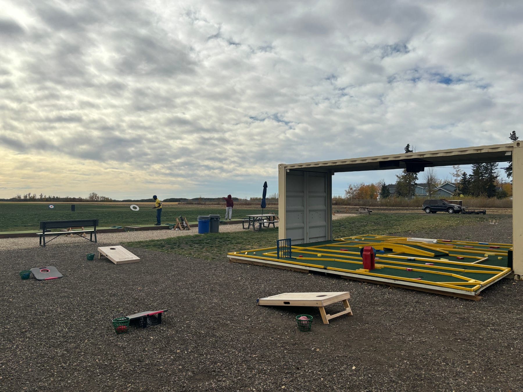 Yard games and mini golf area at Big Moose